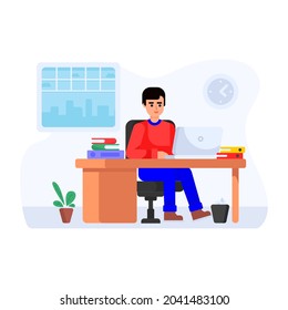 Remote job vector, flat illustration download 