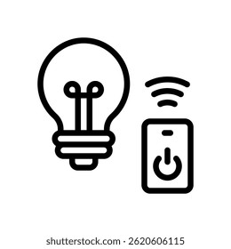 Icono remoto de la lámpara para la Tecnología de iluminación inteligente. Controlar el Vector de la luz para la automatización y el ahorro de energía. Icono de línea