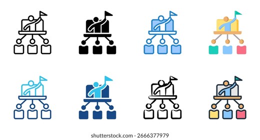 Remote leadership icon set multiple style collection 
