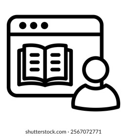 Remote Learning Icon Lineal Style Vector Illustration