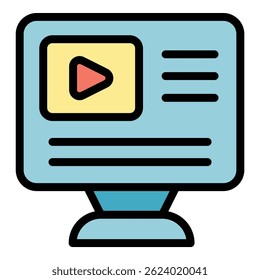 Remote learning icon outline vector. Zoom education. Online school color flat