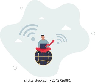 Curso de aprendizagem remota e estudo on-line para o crescimento do conhecimento.Treinamento à distância. caracteres simples.