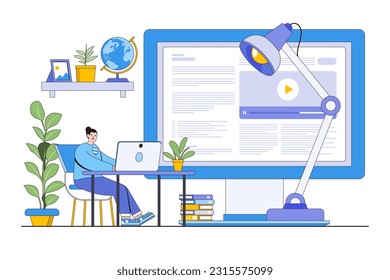 Remote Learning and Virtual Classrooms Concept with Person Attending an Online Lecture.