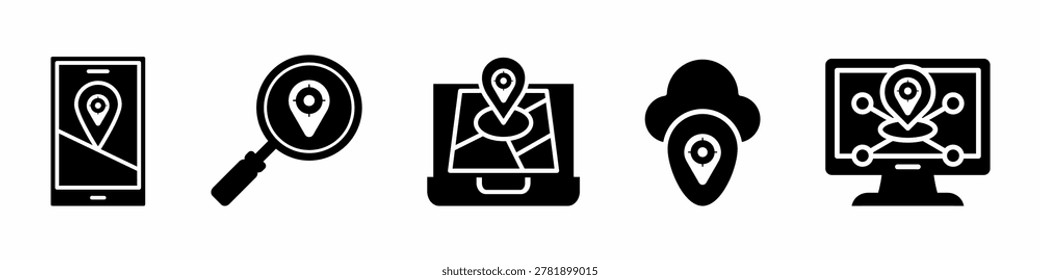 Remote location icon vector collection. Set of remote location icon vector template designs. Stock vector.