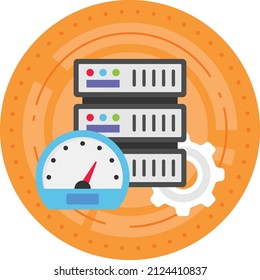 Remote Machine Performance Monitor Concept, High speed Clusters Vector Icon Design, Cloud Processing Symbol, Computing Services Sign, Web Services and Data Center stock illustration