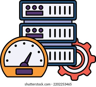 Remote Machine Performance Monitor Concept, High speed Clusters Vector Icon Design, Cloud Processing Symbol, Computing Services Sign, Web Services and Data Center stock illustration