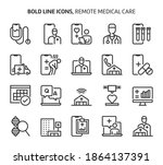 Remote medical care, bold line icons. The illustrations are a vector, editable stroke, 48x48 pixel perfect files. Crafted with precision and eye for quality.