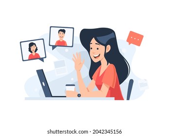 remote meeting concept flat illustration