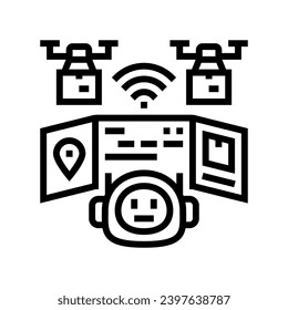 remote monitoring autonomous delivery line icon vector. remote monitoring autonomous delivery sign. isolated contour symbol black illustration