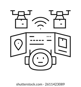 remote monitoring autonomous delivery line icon vector. remote monitoring autonomous delivery sign. isolated contour symbol black illustration