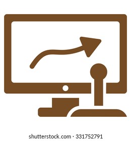 Remote Monitoring vector icon. Style is flat symbol, brown color, rounded angles, white background.