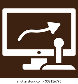 Remote Monitoring vector icon. Style is flat symbol, white color, rounded angles, brown background.