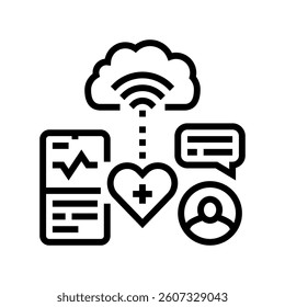 remote patient monitoring healthcare innovation line icon vector. remote patient monitoring healthcare innovation sign. isolated contour symbol black illustration