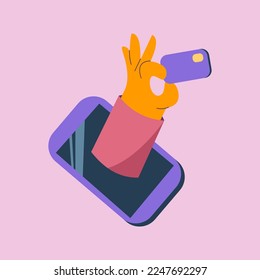Remote payroll. The financier pays the check online. Flat Vector illustration in cartoon style.