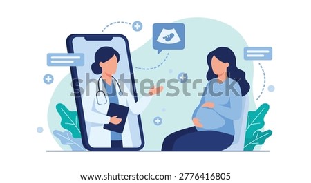 Remote Prenatal Consultation with Doctor on Smartphone Screen