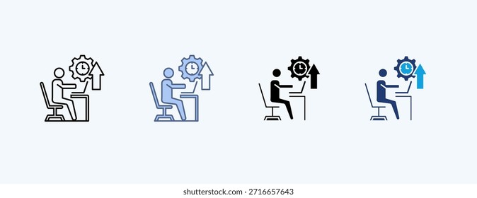 Vetor de ilustração de vários ícones de produtividade remota