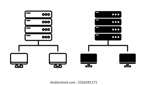 Remote proxy server thin outline vector icon set. Proxy ip vector symbol. Private cdn computer technology web sign.