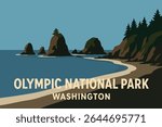 The remote, rugged coastline of Olympic National Park, Washington, where towering sea stacks and lush forests meet the wild Pacific Ocean, offering secluded beaches and untouched beauty 