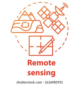 Remote Sensing Concept Icon. Modern Cartography. Earth Exploration From Space. Surveying Satellite Imagery. Vector Isolated Outline RGB Color Drawing