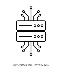 Remote server server icon, flat style on a white transparent background