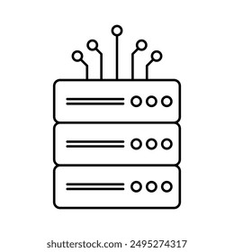 Remote server server icon, flat style on a white transparent background