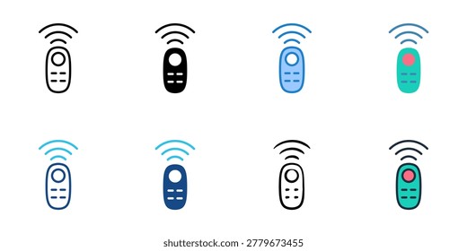 Remote shutter icons set multiple style collection. Editable stroke 
