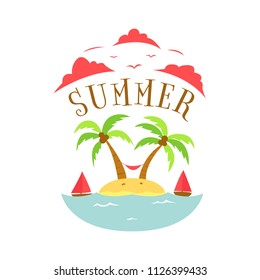Remote Summer island beach fun color holiday badge illustration