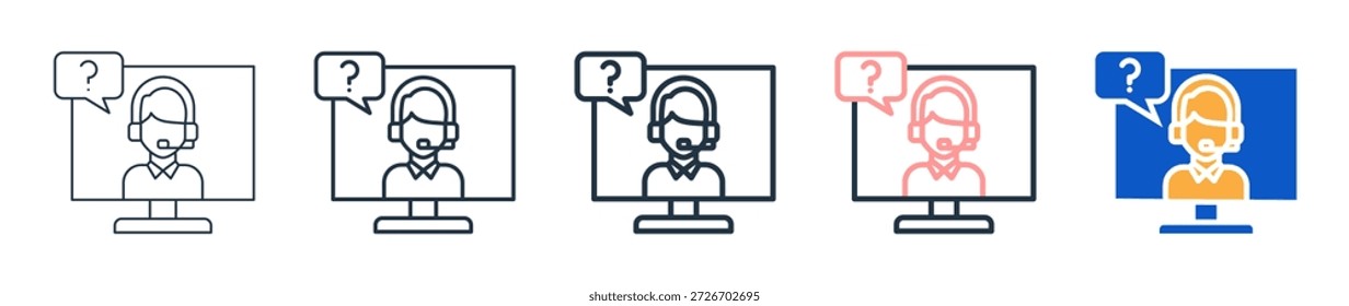 La Asistencia remota de diferentes iconos de estilo establece la Ilustración vectorial.