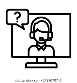 Ilustración vectorial de diseño de línea de icono de Asistencia remota
