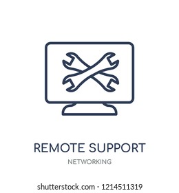 remote support icon. remote support linear symbol design from Networking collection. Simple outline element vector illustration on white background.