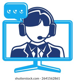 Remote Support icon represented by custommer service in monitor Dualtone style.