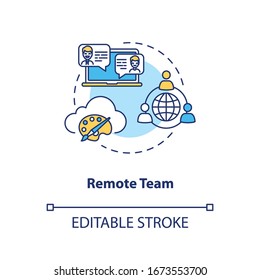 Remote team concept icon. Creative freelance, distant work idea thin line illustration. Collaboration type, project work. Vector isolated outline RGB color drawing. Editable stroke