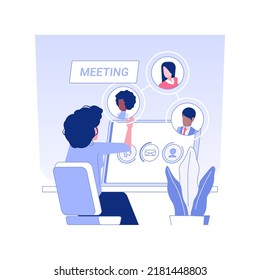 Remote Team Connection Isolated Concept Vector Illustration. Process Of Distance Work Wellbeing Management, Business Etiquette, Corporate Culture Workshop, Company Rules Vector Concept.