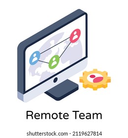 A Remote Team Icon In Isometric Vector 

