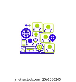Remote Team Line Icon. linear style sign for mobile concept and web design. Outline vector icon.