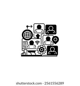 Remote Team Line Icon. linear style sign for mobile concept and web design. Outline vector icon.