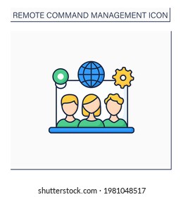 Icono de color de herramientas de equipo remoto. Experiencia de compañeros de conexión. Prioridades e intereses similares. Espacio de trabajo no tóxico. Concepto de administración remota.Ilustración vectorial aislada