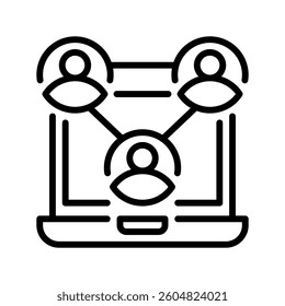 Remote Teamwork line icon. linear style sign for mobile concept and web design. Outline vector icon. Symbol, logo illustration. Vector graphic