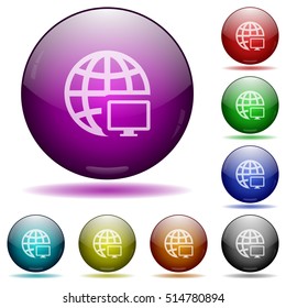Remote terminal color glass sphere buttons with shadows.