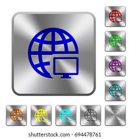 Remote terminal engraved icons on rounded square glossy steel buttons