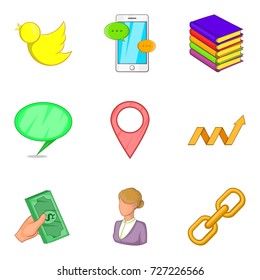 Remote training icons set. Cartoon set of 9 remote training vector icons for web isolated on white background