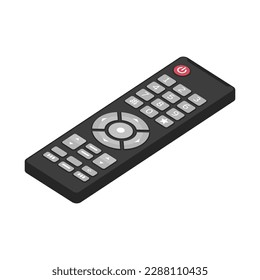 Remote TV or media center control. Isometric colored  Illustration in modern flat style. 