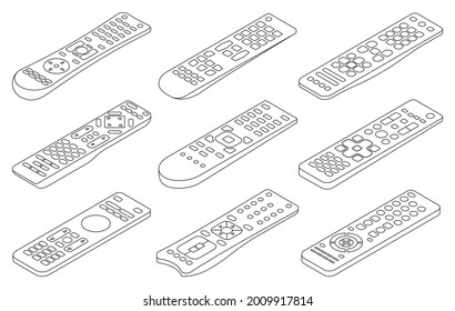 Remote vector outline set icon. Isolated outline set icon control tv. Vector illustration remote on white background.