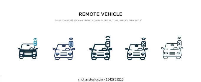 remote vehicle icon in different style vector illustration. two colored and black remote vehicle vector icons designed in filled, outline, line and stroke style can be used for web, mobile, ui