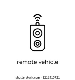 Remote vehicle icon. Trendy modern flat linear vector Remote vehicle icon on white background from thin line smart home collection, editable outline stroke vector illustration