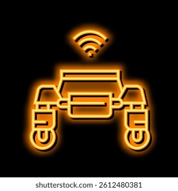 remote vehicle smart farm neon light sign vector. remote vehicle smart farm illustration