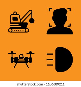 remote, waste, wall and machinery icons set. Vector illustration for web and design