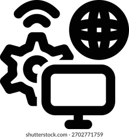 Trabajo remoto, trabajo en cualquier lugar, icono de esquema de trabajo virtual