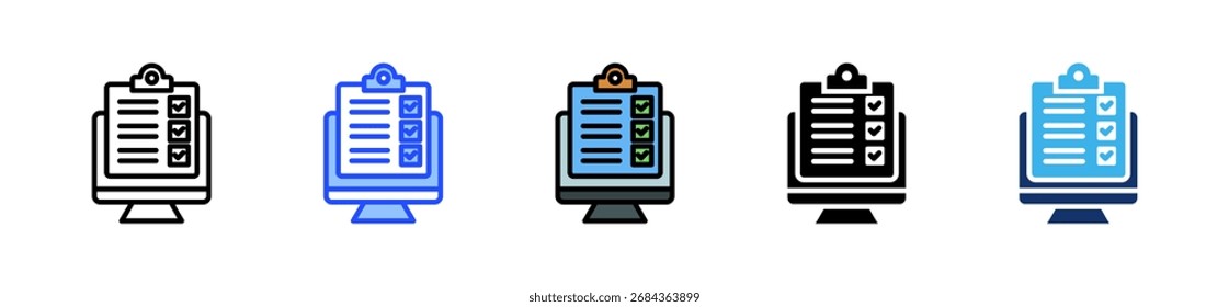 Colección de iconos de lista de comprobación de trabajo remoto con varios estilos