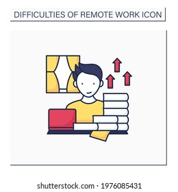 Remote work color icon. Career advancement takes extra work. Increase productivity. Many tasks. Successful.Career difficulties concept. Isolated vector illustration